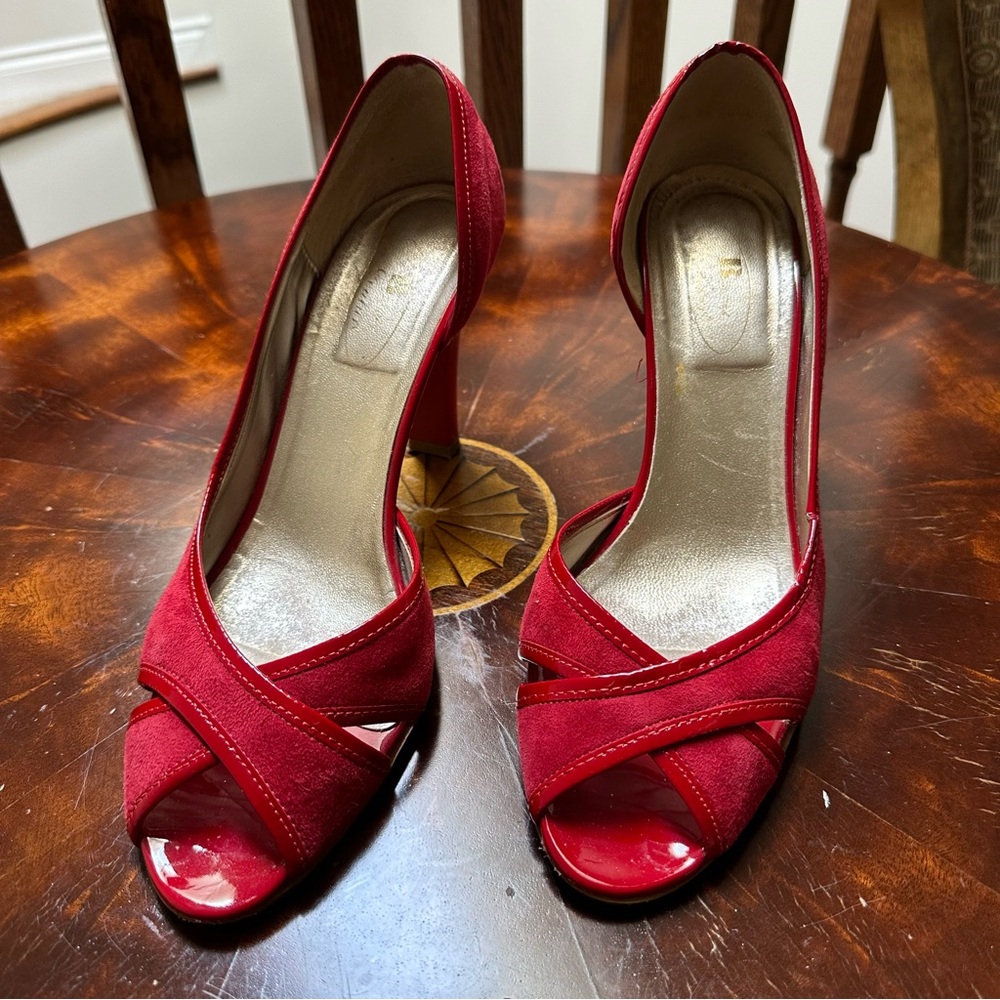 Vibrant Red Peep-Toe High Heels